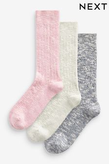 Pink/Blue/Green Cotton Rich Slub Slouch Ankle Socks 3 Pack (924120) | $18