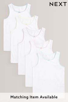 White with Trim 5 Pack Vests (1.5-16yrs) (924685) | 49 QAR - 69 QAR