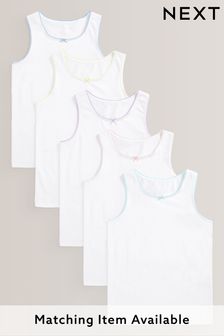 White with Trim 5 Pack Vests (1.5-16yrs) (924685) | €13 - €17.50