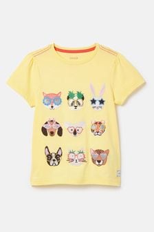 Gelb - Joules Astra Kurzärmeliges T-Shirt mit kunstvollem Motiv (924781) | 30 € - 33 €