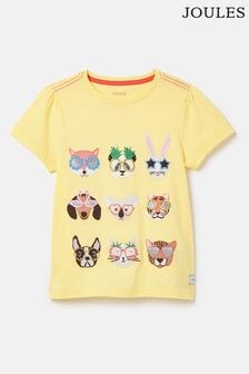 Joules Girls' Astra Yellow Short Sleeve Artwork T-Shirt (924781) | $27 - $31