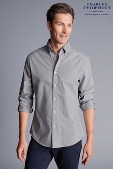 Charles Tyrwhitt Grey Brushed Cotton Twill Slim Fit Shirt (924824) | CHF 105