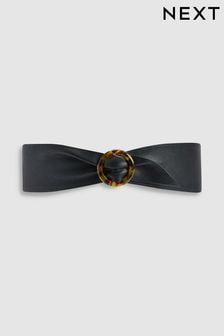 Black - Leather Tort Buckle Waist Belt (925190) | kr260