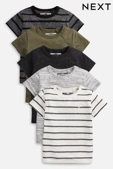 Khaki Green 5 Pack Textured T-Shirts (3mths-7yrs) (925305) | $65 - $76