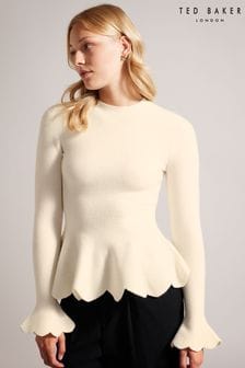 Ted Baker Cream Fitted Top With Peplum Hem (925777) | €69