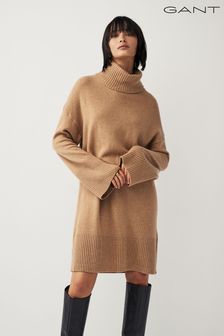 Gant Lounge-Pulloverkleid aus Wolle und Kaschmir mit Rollkragen, Natur (926299) | 149 €