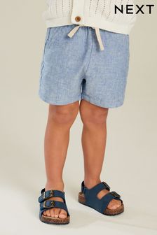 Cambray azul - Pantalones cortos sin cordones de mezcla de lino (3 meses - 7 años) (926433) | 9 € - 12 €