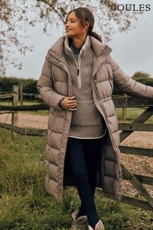 Joules Somerton Natural Showerproof Down Feather Long Puffer Coat (926772) | OMR129
