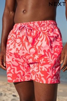 Pink/Red Abstract Floral Regular Fit Printed Swim Shorts (927280) | kr290