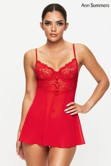Ann Summers Red The Iris Lace Detail Babydoll