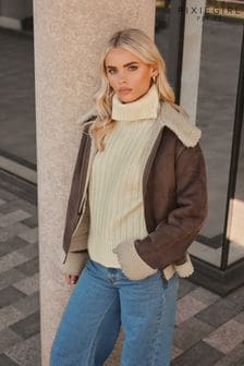 PixieGirl Petite Brown Aviator Jacket (927389) | $137