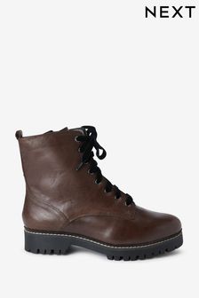 Chocolate Brown Extra Wide Fit Forever Comfort® Leather Lace-Up Boots (927640) | 194 zł