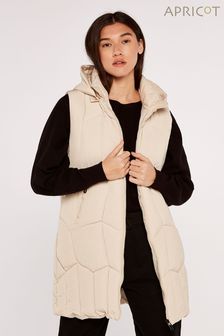 Apricot Cream Hooded Zip Puffer Gilet (928011) | SGD 75