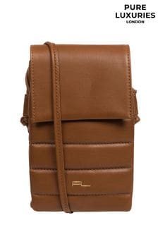 Коричневый - Кожаная сумка для телефона с длинным ремешком Pure Luxuries London Lilian (928051) | €52