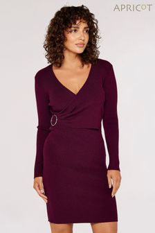 Apricot Red Circle Buckle Knit Wrap Dress (928351) | €24
