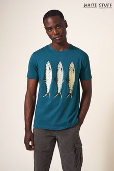 White Stuff Blue Pattern Fish Graphic T-Shirt (928455) | KRW59,800