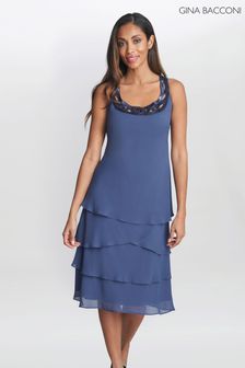Niebieska kaskadowa sukienka Gina Bacconi Leigh z cekinami i zdobieniem (928505) | 1,072 zł
