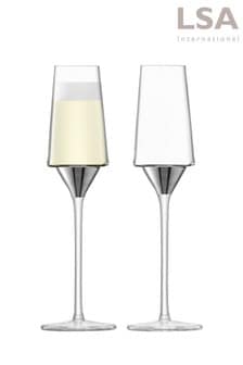 LSA International Set of 2 Platinum Space Platinum Champagne Flutes (928513) | 77 €