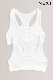 White 2 Pack Seamfree Racer Back Crop Top (7-16yrs) (928564) | SGD 22