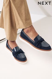 Navy Forever Comfort Bow Chunky Sole Loafers (928678) | SGD 63