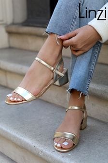 Linzi Gold Kezzi Barely There Low Block Heeled Sandals (928686) | $76