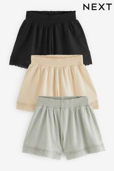 Multi Neutrals Broderie Shorts 3 Pack (3-16yrs) (929367) | SGD 36 - SGD 47