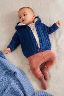 Navy Blue Baby Borg Lined Hooded Cardigan (0mths-2yrs) (929699) | €28 - €31