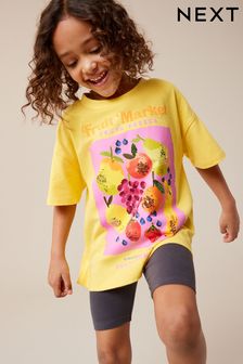 Yellow Oversized Embellished Graphic T-Shirt (3-16yrs) (929886) | SGD 21 - SGD 30