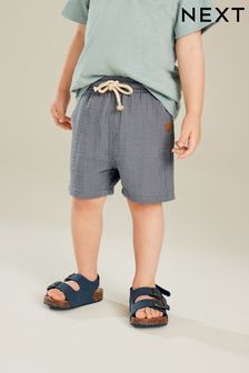 Modra - Mehke teksturirane bombažne kratke hlače (3 mesecev–7 let) (929890) | €10 - €13
