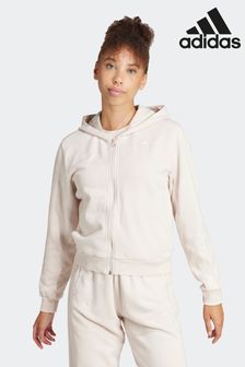 Creme - Adidas Sportswear All Szn Stückgefärbte French-Terry-Kapuzenjacke mit Reißverschluss und 3-Streifendesign (930067) | 77 €