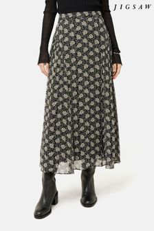 Jigsaw Black Block Leaf Crinkle Midi Skirt (930071) | 195 €