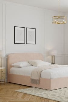 Pink Rose Plush Chenille Matson Upholstered Ottoman Storage Bed Frame (930114) | €725 - €825