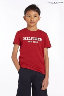 Czerwona chłopięcy T-shirt Tommy Hilfiger z logo (930122) | 82 zł - 92 zł