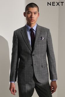 Grey Slim Fit Prince of Wales Check Suit Jacket (930129) | LEI 558