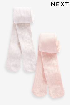 Pink/Cream Pointelle Baby Tights 2 Pack (0mths-2yrs) (930329) | €10