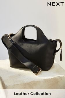 Black Premium Leather Handheld Bag (930514) | $163