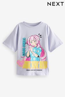 Lilac Purple Anime Printed Graphic T-Shirt (3-16yrs) (930659) | €8 - €13
