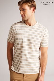 Ted Baker Vadell Kurzarm-T-Shirt mit Streifen, normale Passform, Braun (930767) | 42 €