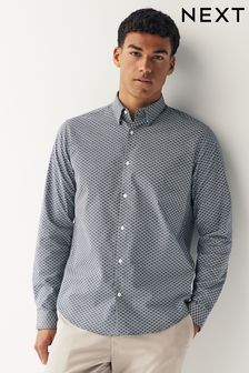Marineblau - Langärmliges, gemustertes Oxfordhemd mit Stretchanteil (930869) | 48 €