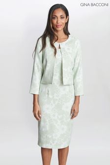 Gina Bacconi Green Lily Jacquard Shift Dress And Bolero (930966) | $626