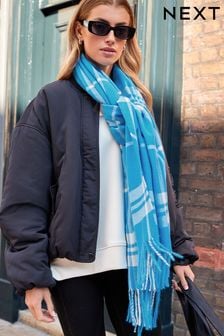 Blue Check Fringe Midweight Scarf (931073) | €12