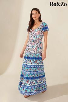 Ro&Zo Blue Placement Paisley Print Maxi Dress (931378) | €79