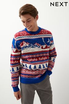Red/Blue Crew Neck Regular Knitted Christmas Jumper (931446) | 21 €