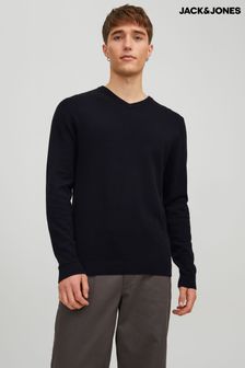 Črna - Jack & Jones pleten pulover z V-izrezom (931658) | €32