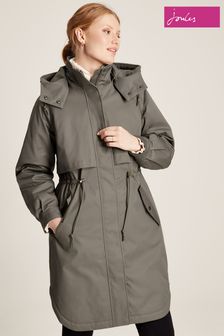 Joules Langford Dark Grey Longline Waterproof Coat With Quilted Lining (931678) | €253