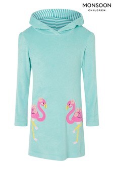 Monsoon Blue Flamingo Towelling Dress