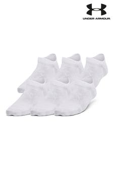 Under Armour Youth Essential No Show White Socks 6 Pack (931847) | 89 QAR