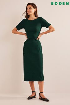 Boden Green Cut-Out Rib Jersey Midi Dress (932688) | €55