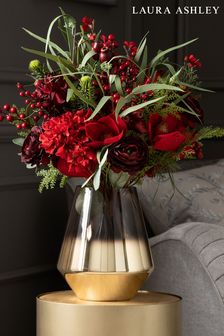 Laura Ashley Red Artificial Christmas Flower Arrangement in Gold Vase (932822) | 3,931 UAH