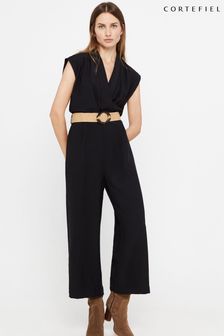 Cortefiel Black Long Jumpsuit with Belt (933283) | €42